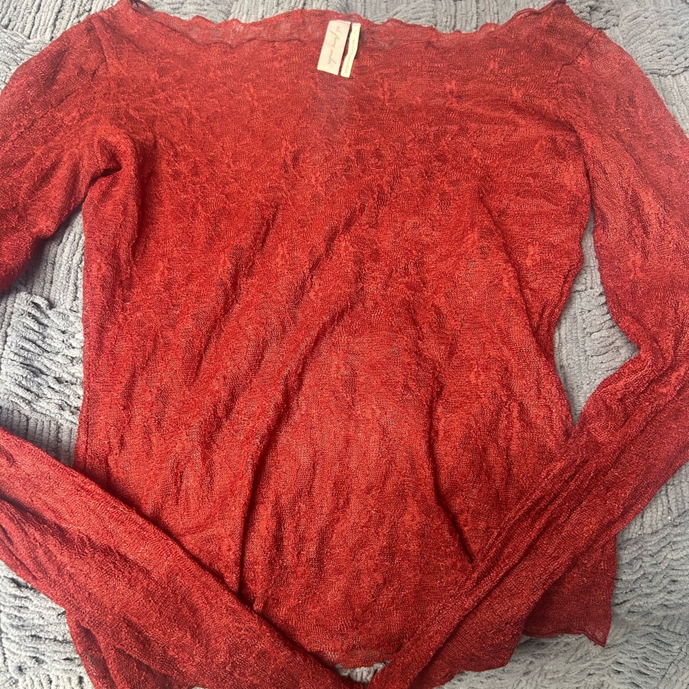 Urban outfitters burgundy lace long sleeve top